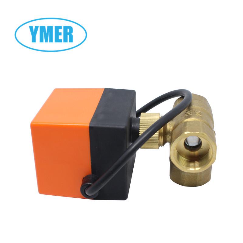 1-Inch Brass Electric Three-Way Ball Valve for Cold/Hot Water System, Internal Thread 4/6 Points