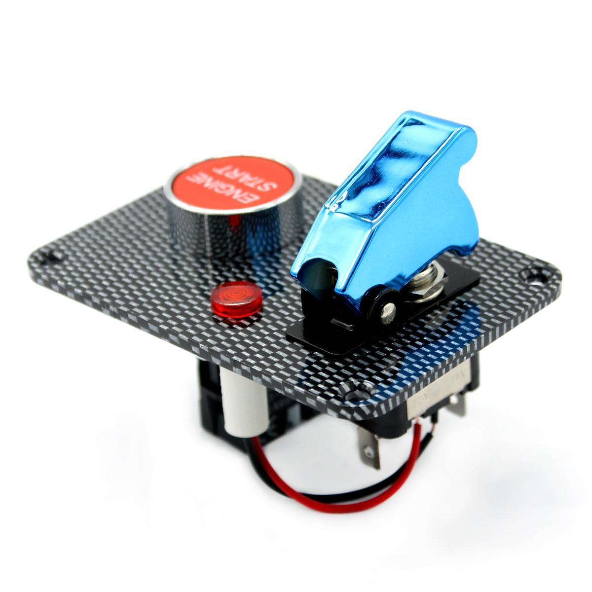 

DC12V Універсальні органи управління для перемикача запалювання гоночного автомобіля + Кнопка швидкого вимкнення важелем з індикаторною лампою, перемикачі, реле, автозапчастини синій