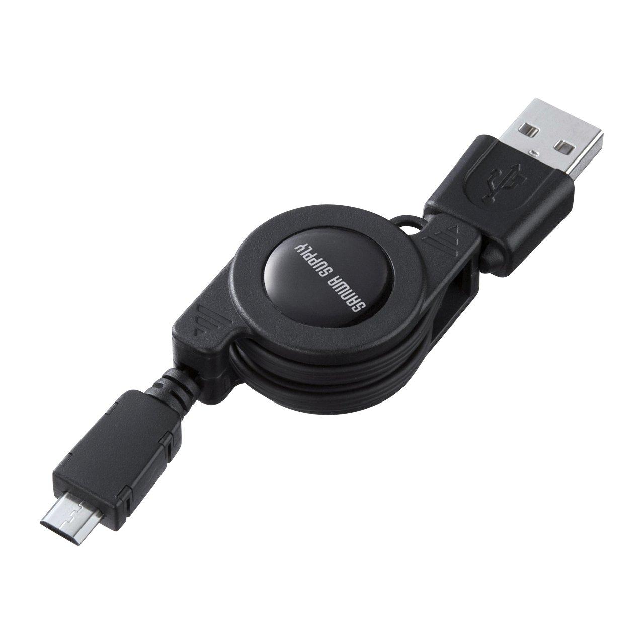 

Sanwa Supply Retractable USB Mobile 2.0 Cable, Black, 0.1m-0.8m, KU-M08MCBBK чёрный