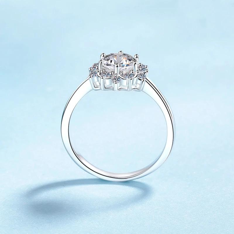 Engagement Platinum Pt950 1CT Moissanite Diamond Sunflower Six Claw Wedding Band WOMEN Birthday Gift Girl Valentine's Day Rings