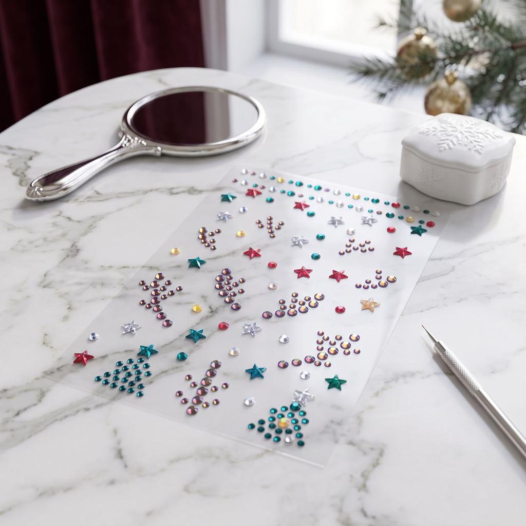 Christmas 3D Face Stickers with Design for Holiday Party Makeup