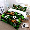 Grunge Green And Black Soccer Ball Pattern 3Pcs Bedding Set Soft Microfiber Bedding Set For Teen Boys Bedroom