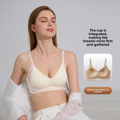 Women's Summer Thin Style No Underwire Small Chest Gathered Breathable Sweat Absorbing Beauty Back No Trace Underwear