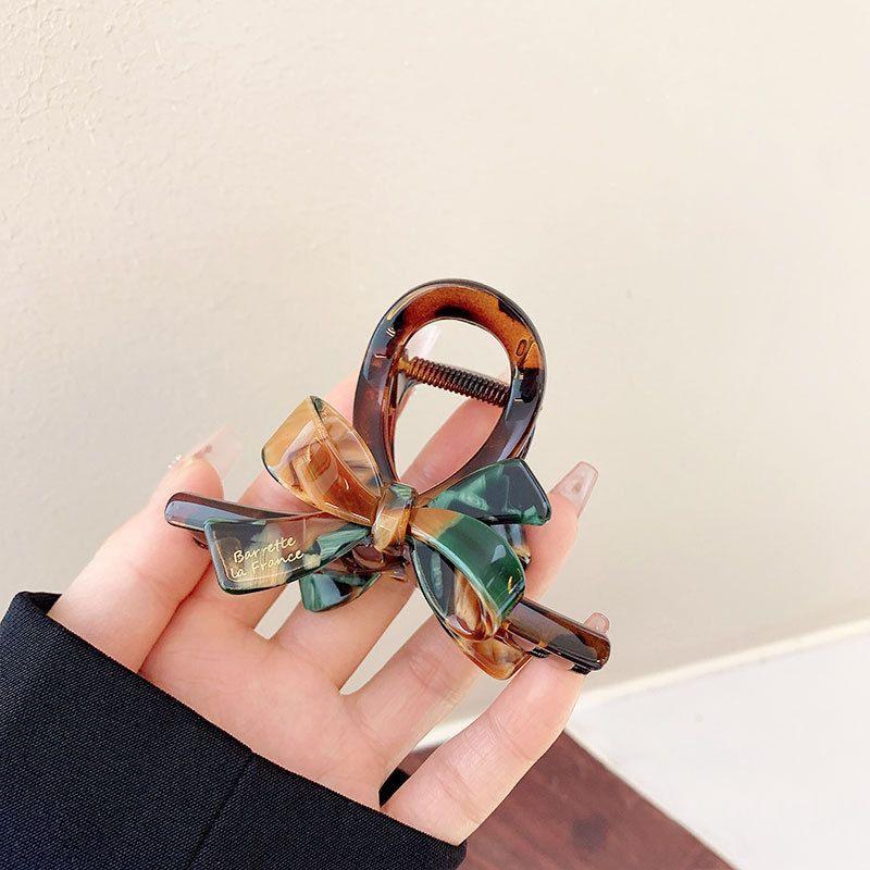 1pc Enamel Oil Painting Bow Shark Clip Temperament High-end Back of the Head Disc Hair Hair Clip Acrylic Clip Clip