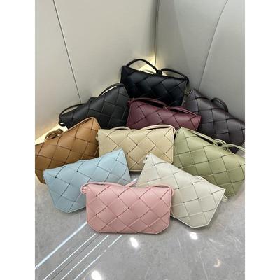 Neue Trendige Leder Handgewebte Clip Tasche Schultergurt Einzelne Schulter Crossbody Handytasche