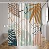 1 Piece Of Fresh And Simple Leaf Geometric Pattern Shower Curtain, Polyester Fabric, Machine Washable, Suitable For Bathroom