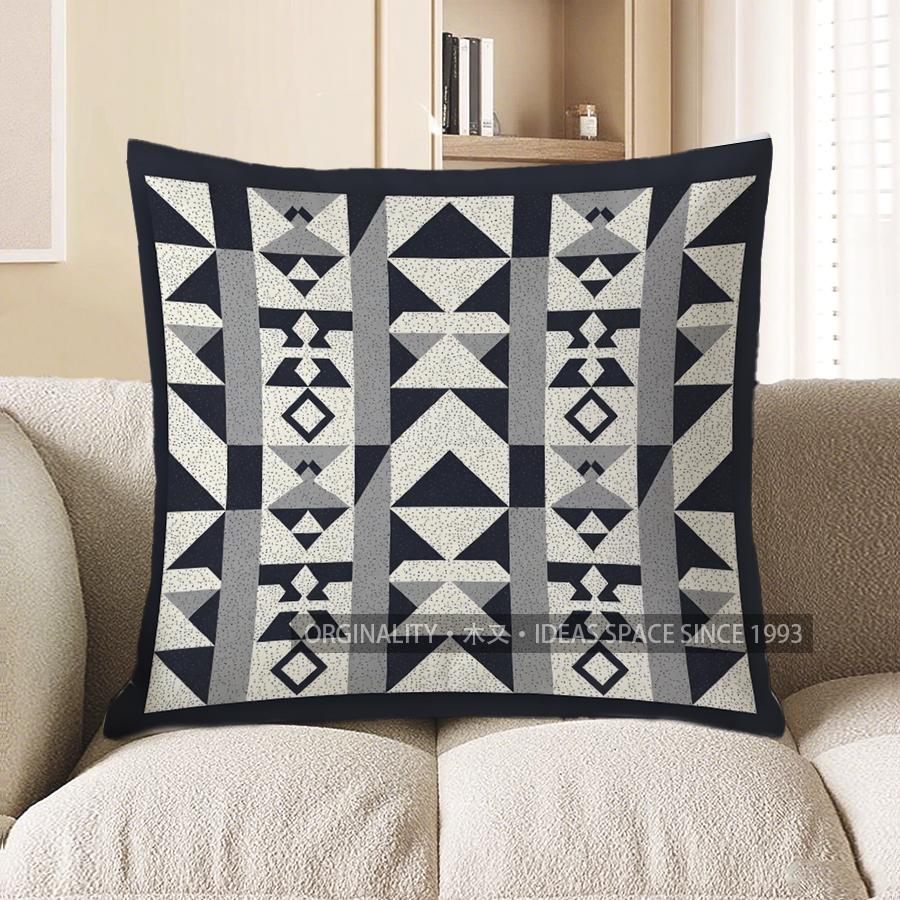 2D Geometric Black & White Patterned Pillow Covers Pattern Cushion Cover Suitable For Sofa Bedroom Car Pillow Cover