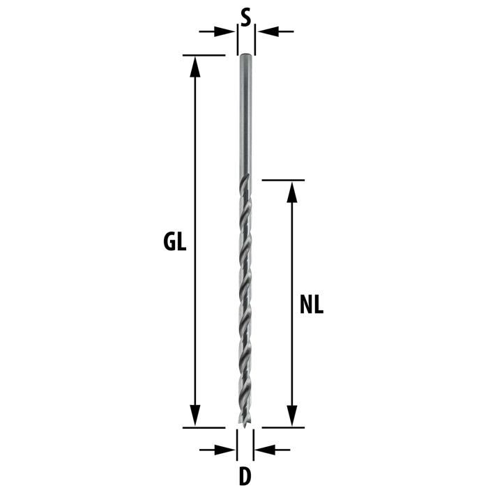 Foret à bois - ENT - 50407 - Diamètre 7 mm - Longueur effective 100 mm - HSS-G