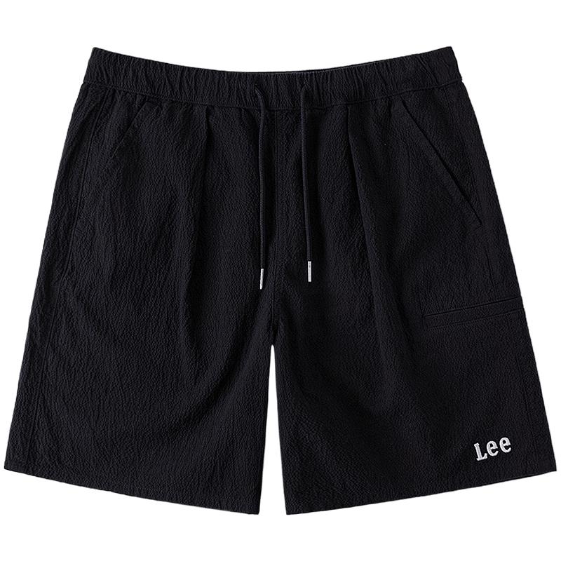 Lee Men s Seersucker Elastic Waist Straight Leg Casual Shorts S