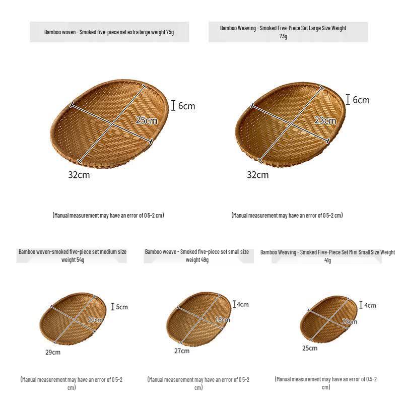 ZISIZ Hand-Woven Smoked Bamboo Oval Basket