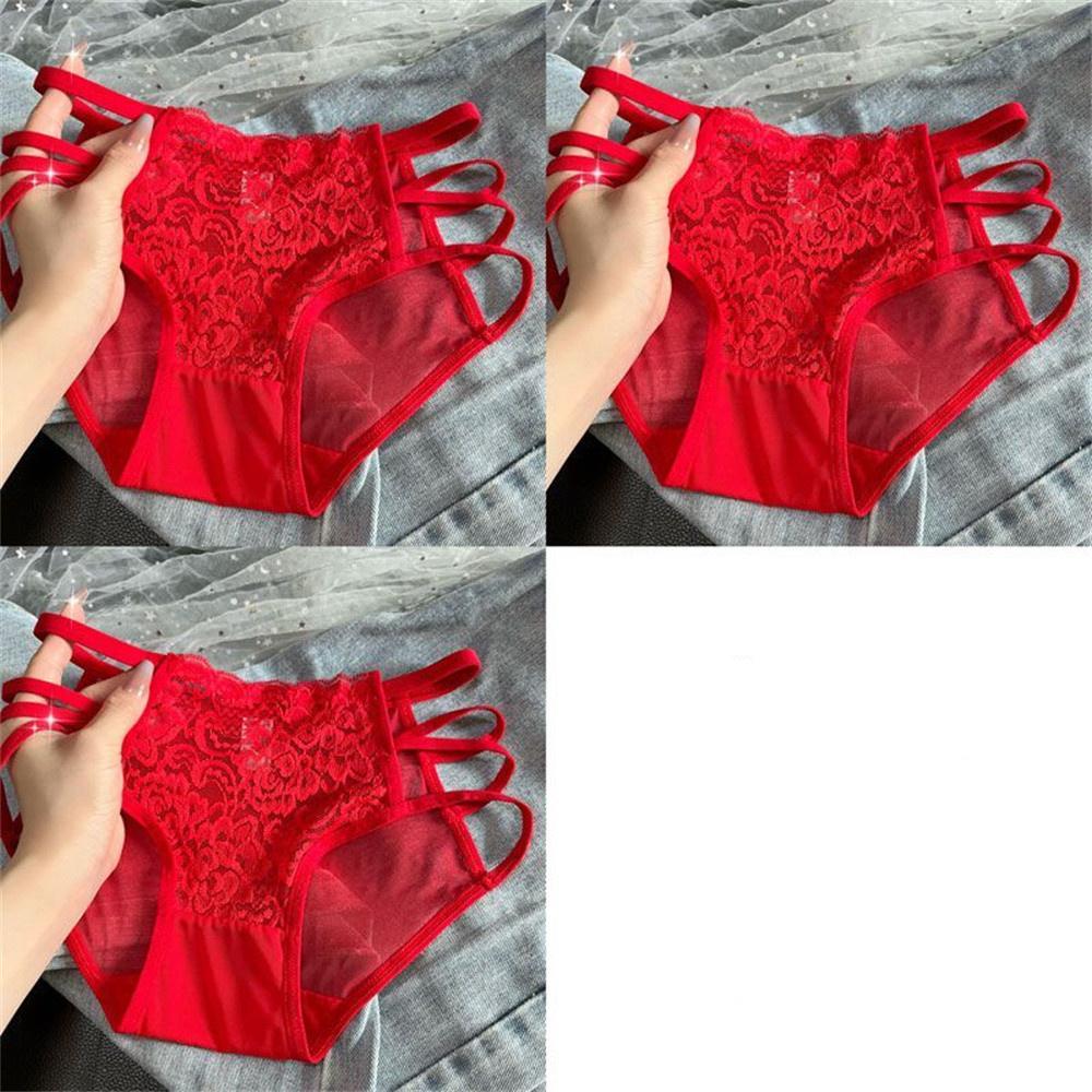 3pcs/Lots Lace Panties for Women Transparent Mesh Hip Male Briefs Low Rise Hollow Out Breathable Underwear Plus Size