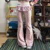 ZYLLO Damen Y2k Lange Hosen Fake Zweiteiler 2000er Kpop Mode Gyaru Niedrige Taille Schlaghosen Skinny Süß Harajuku