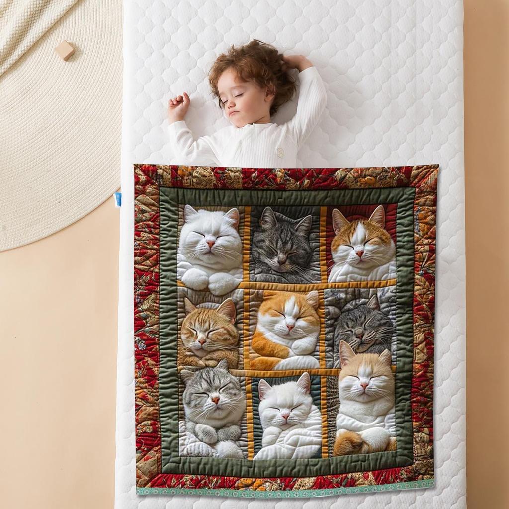 Adorable Warm Cat Print Pattern Throw Blanket Christmas Cat-theme Flannel Blanket For Sofa Couch Living Room Kitchen Bedroom