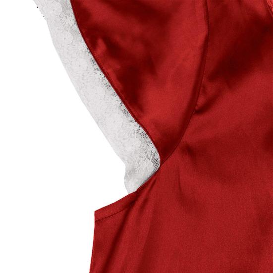 Women Nightgown Lace Trim V Neck Short Sleeves Solid Color Satin Dress Sleep Gown Pajamas Sexy Loose Long Nightdress Sleepwear