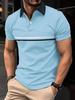 Europäisch Amerikanischer Stil Herren Sommer Polohemd Gestreiftes Sport T-Shirt Kurzarm Umlegekragen Top