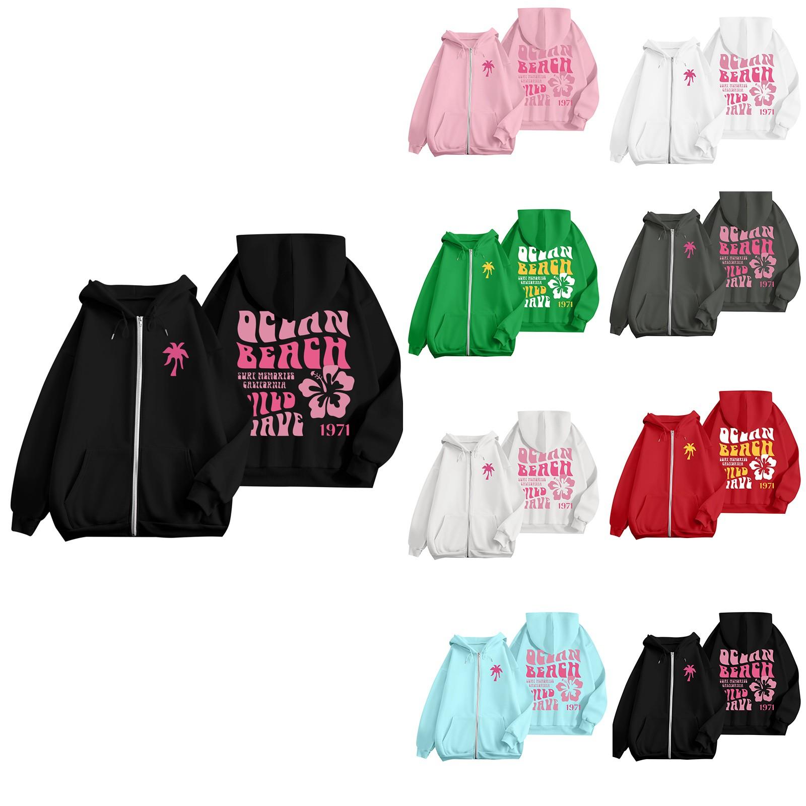 

Women s Casual Fashion Printed Long Sleeve Pullover Hoodies Zipper Sweatshirts Coat