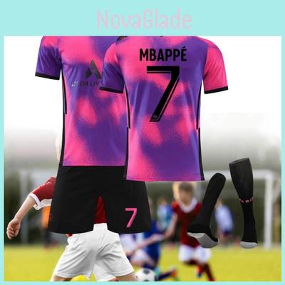 2021 Paris Third Away Purple 7 Mbappe Football Kit 4 Ramos Jersey 30 Messi Suit Polyester Fiber