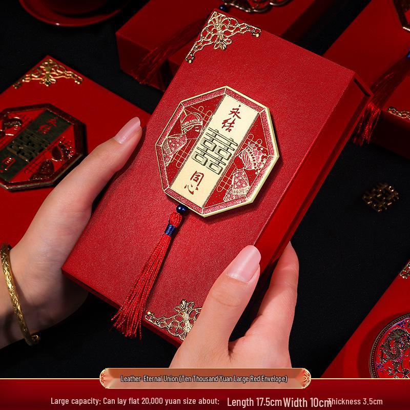 Kreativt Bröllopsrött Kuvert med Tiotusen Yuan Munväxlingsavgift - Personlig Högkvalitativ Design