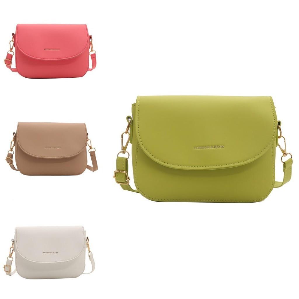 Trendy Candy-colored Saddle Bag In White Khaki Pink Green Brown Black