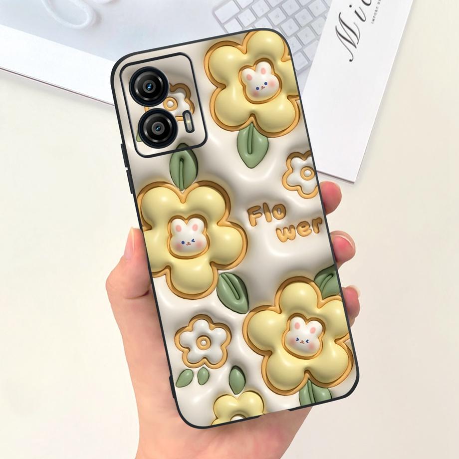 For Motorola Moto G73 5G Phone Case Black Soft Silicone Anti-knock Cover For MotorolaG73 G 73 Capa Panda Rabbit Cat Luxury Capa