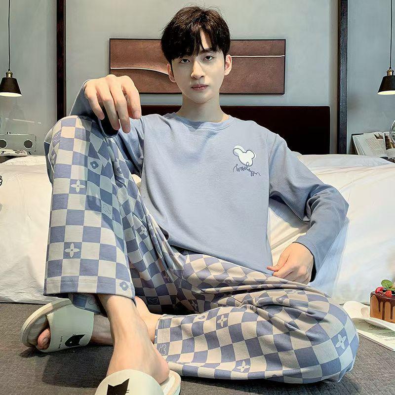 Herren Langarm Pyjama Set, Frühling/Herbst Freizeitstil, Draußen tragbar