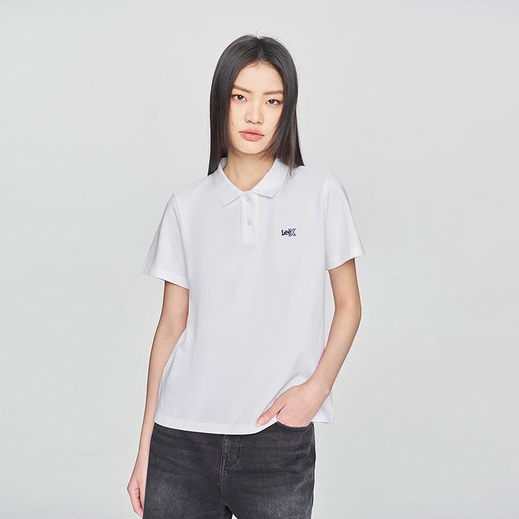 Lee SS25 Standard Version Polo Shirt With Embroidered Logo Women tops White LWT009916205143K14000