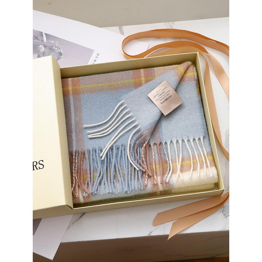 Лучшие товары в Великобритании 100% шерстяной клетчатый шарф женский зимний студенческий — фото 29