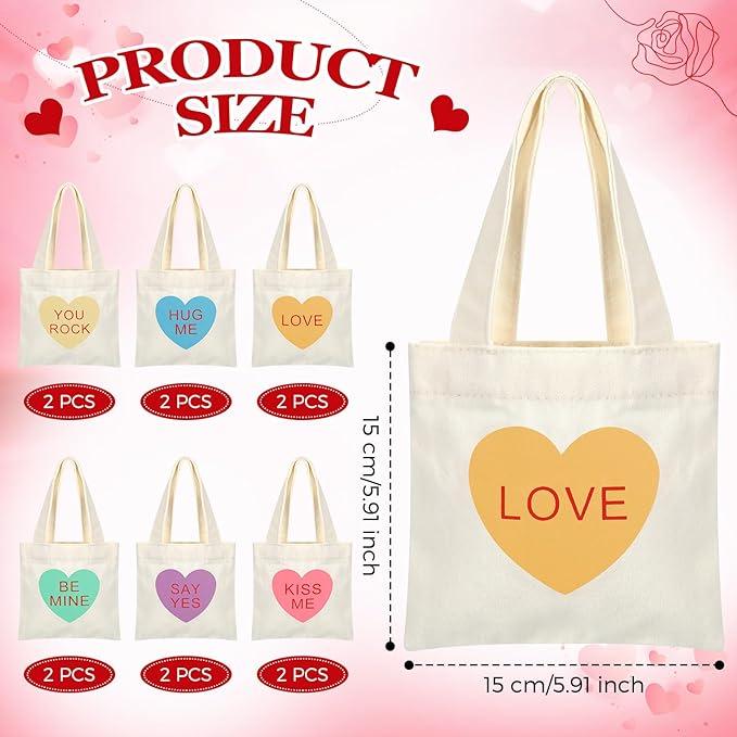 

Heart Print Canvas Tote - 12-piece Valentine s Day Gift Set 15x15 cm