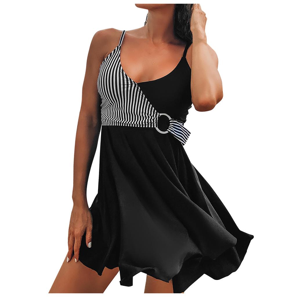 Women's Print Skirt Split Bikini With Chest Pads Without Steel Bra Swimsuit