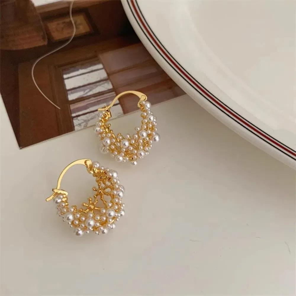 Pearl Ear Buckle Pearl Earrings Personality Ear Hook Korean Style Drop Earrings  Wedding