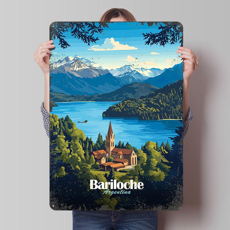 

Bariloche Argentina Travel Poster Customized Wall Art Vintage Metal Signs Retro Tin Plaque for Man Cave Decoration Home Decor At 7.9x11.8In(20x30cm)