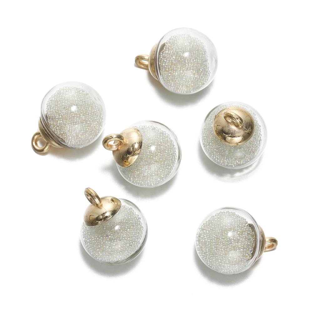 10Pcs Charms Quicksand Transparent Glass Ball 16mm Pendants Findings for Earrings Necklace Pendant DIY Jewelry Making Supplies