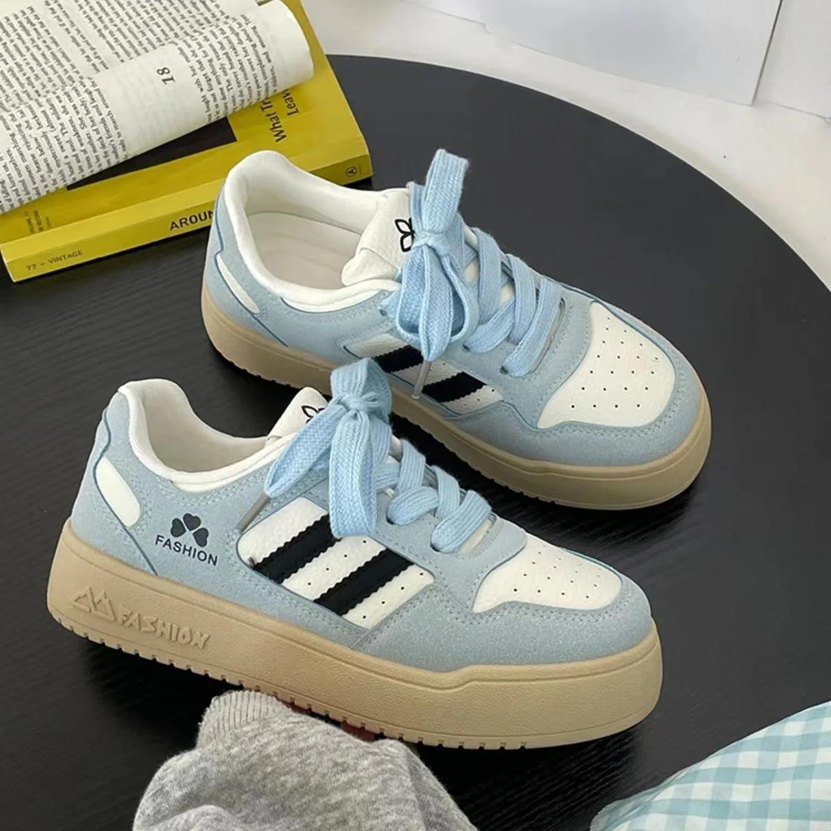 

Кроссовки для женщин Вулканизированная обувь 2024 Осень Шнуровка Студенческая женская спортивная обувь для бега Горячая Распродажа Дышащая женская обувь 35 синий