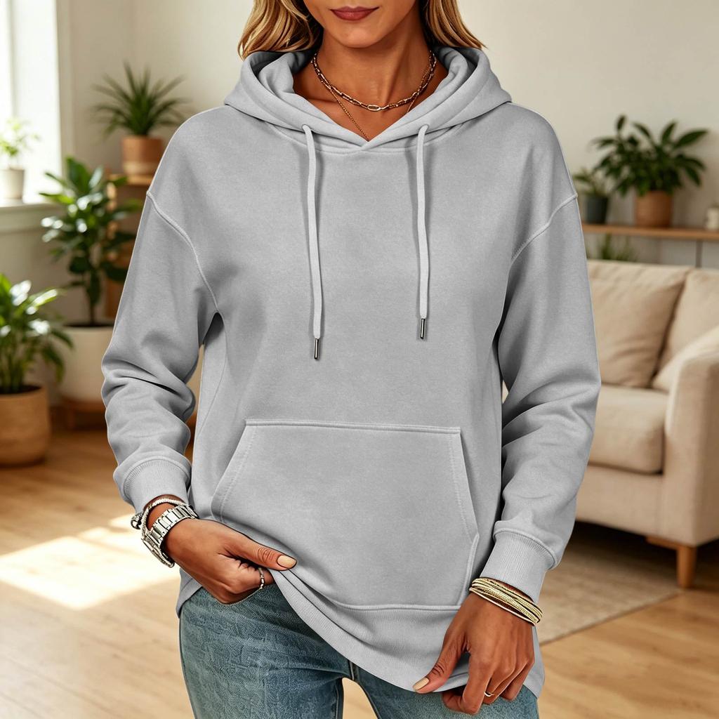 Sweat à capuche de couleur décontracté ample pour femme