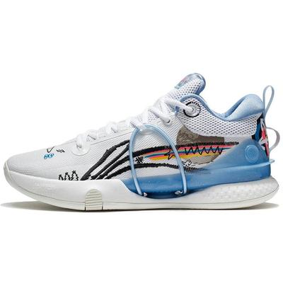 Li Ning Speed 8 Dämpfung Rutschfest Abriebfest Niedrig geschnitten Performance Basketballschuhe Herren Weiß Blau ABAT119-4