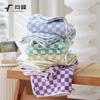 Towel new checkerboard household bath towel enlarged and thickened hanging coral fleece absorbs water and is not easy to lose hair bath towel