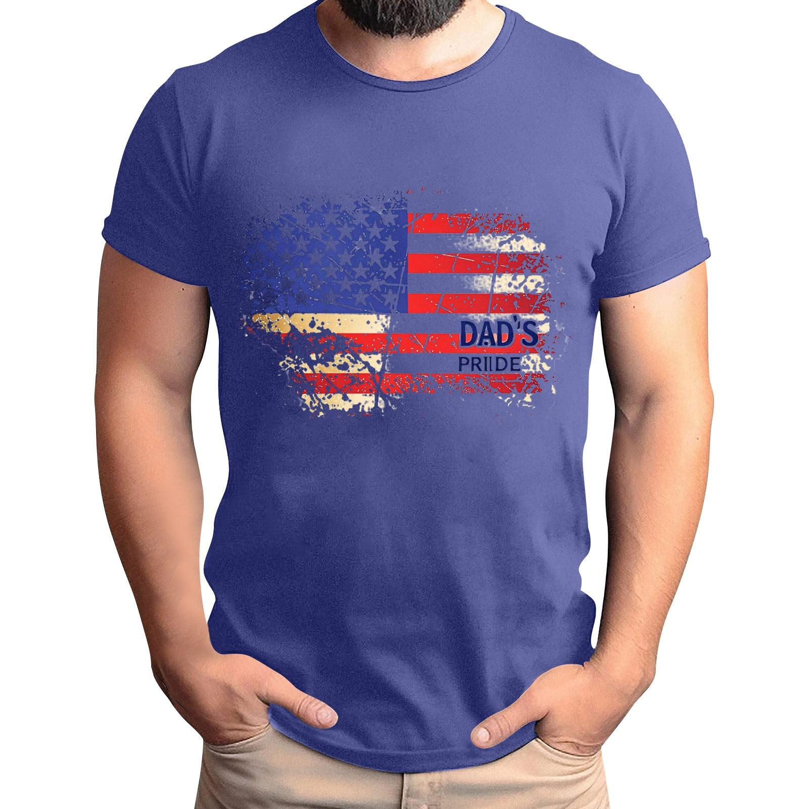

Мужская футболка с принтом флага ко Дню отца, мужской свободный повседневный топ с коротким рукавом M