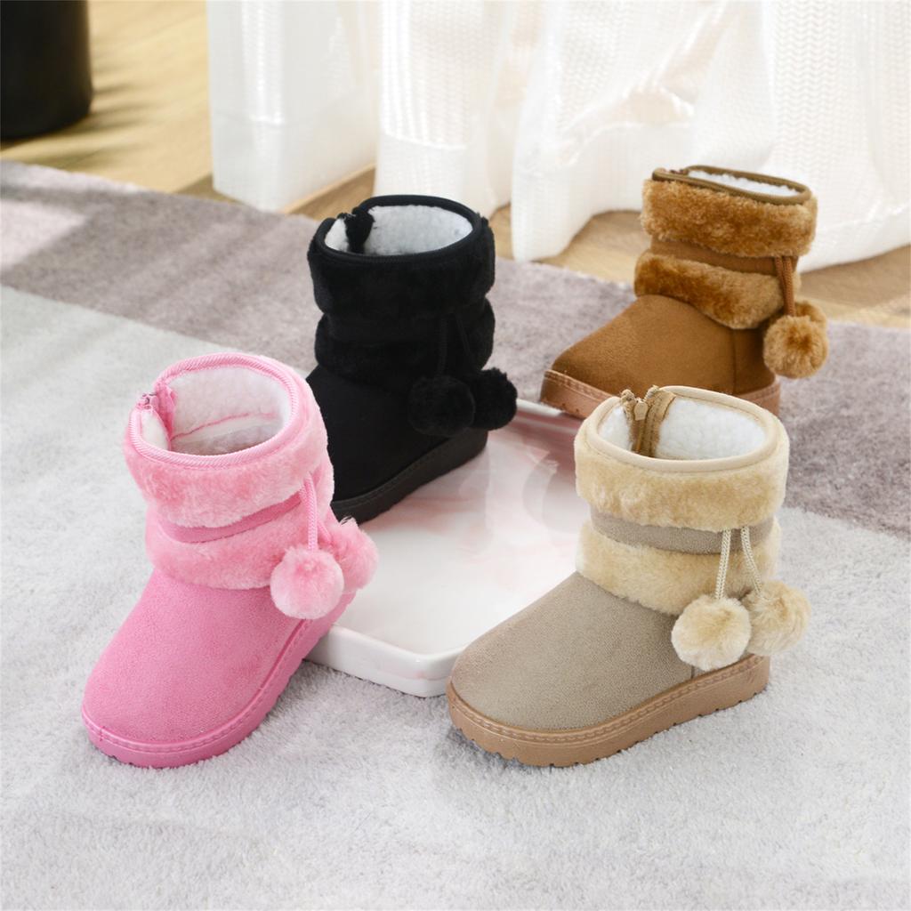 Children's Shoes, Fur Ball Snow Boots, Thick Children's Boots, Warm Cotton Shoes