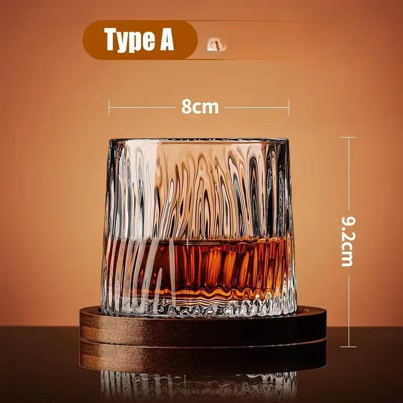 Whiskey Glass with Base Tumbler Crystal Whiskey Glasses Rotating Spinning Wine Brandy Glass Cup Drinkware for Bar Home