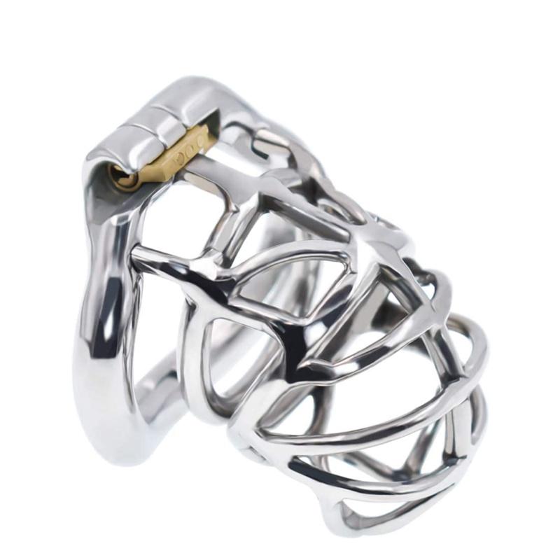 Stainless Steel Cage Chastity Belt for Men Closable Snap Ring Sm
