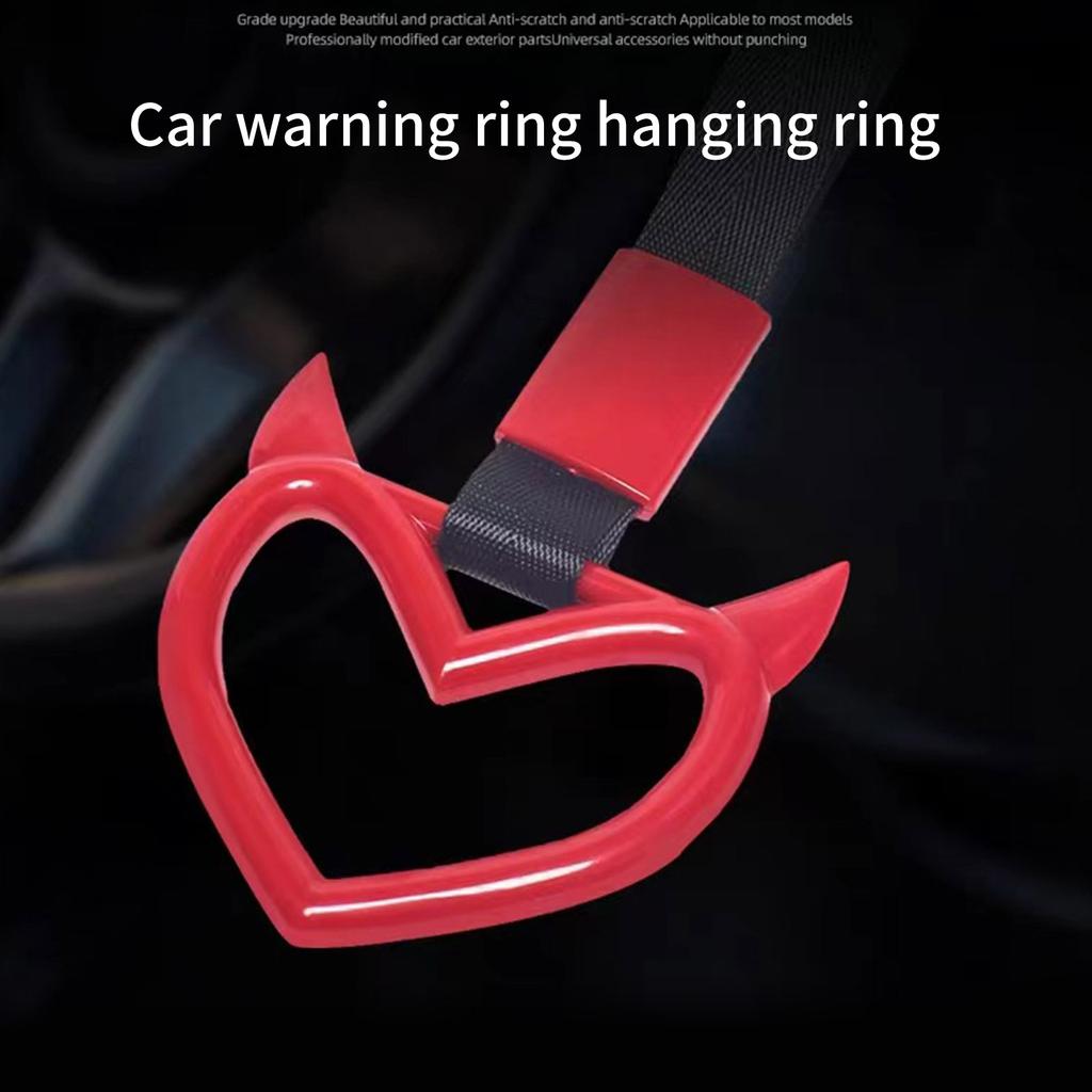 Car Handle Devil Heart Hanging Ring Hand Strap Train Bus Handle Bumper Warning Ring Auto Interior Decorative Accessories