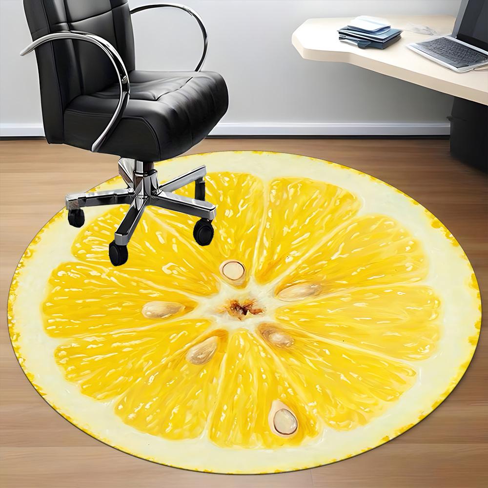 1ks Koberec na židli s plátkem citronu do kanceláře, vnitřní, neklouzavý, omyvatelný, z polyesterových vláken,