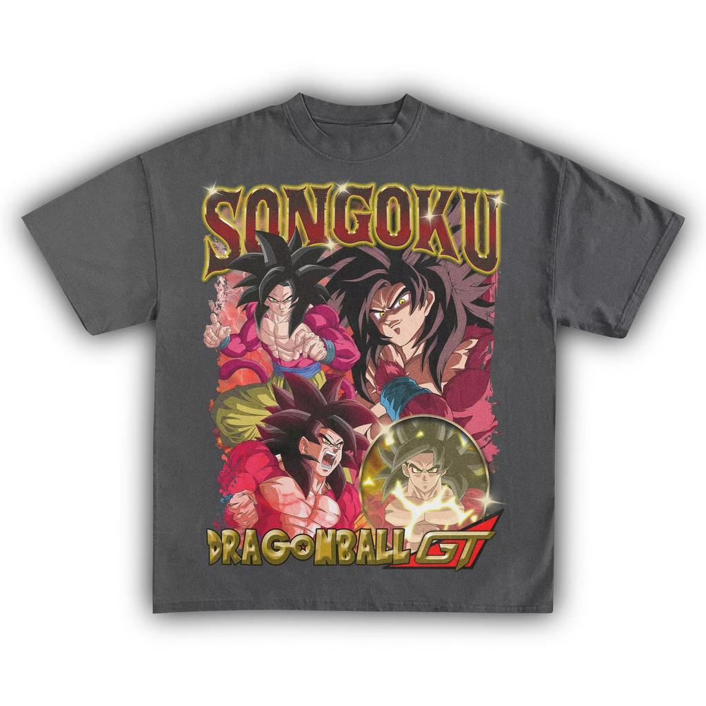 T-shirt con Stampa Anime Dragon Ball GT Goku Super Saiyan 4, T-shirt Streetwear Unisex in Puro Cotone a Manica Corta