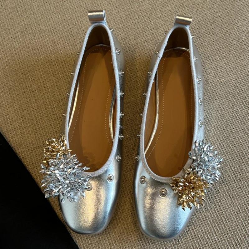 

The Niche Willow-cut Shoes Are A Versatile Shallow-mouthed Flat Single Shoe for Women 34 срібний
