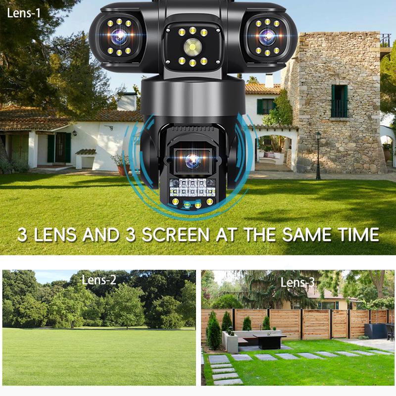 V380 Outdoor 4G HD Home Surveillance Camera with Triple Lens and Mobile Remote Access