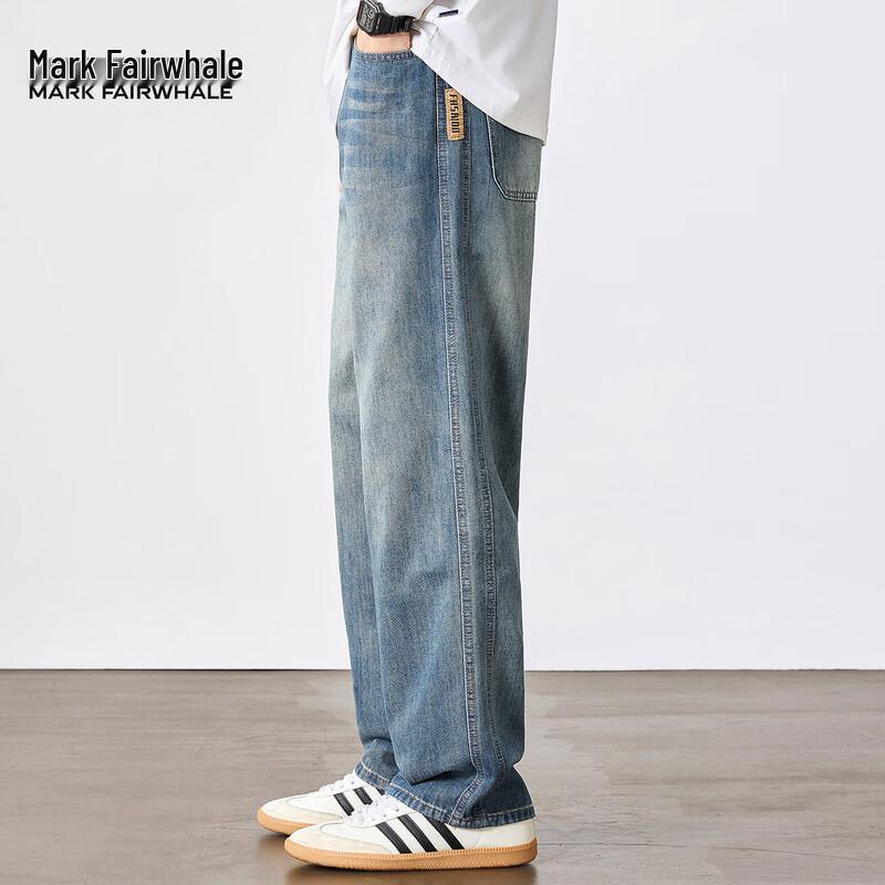 Mark Fairwhale Men's Washed Loose Fit Straight Leg Denim Jeans