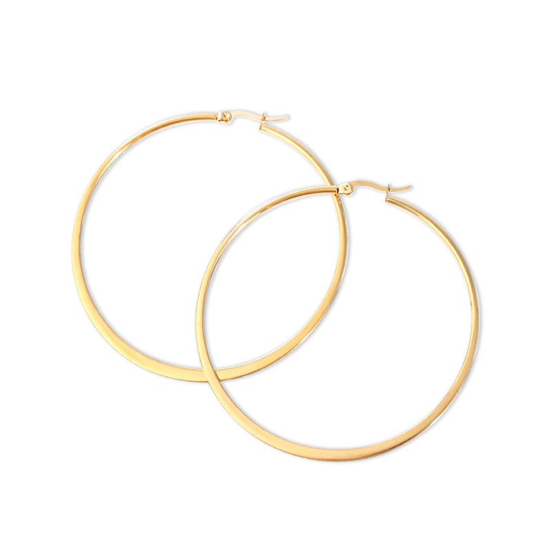 50mm Simple Flatten Circle Golden Round Big Hoop Earring for Women Fashion Jewelry Silver Color Exaggerated Great Aros Brincos