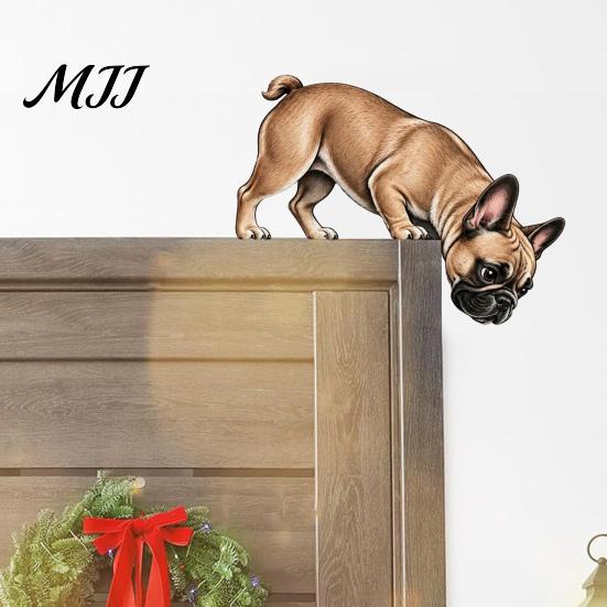 Schnauzer Corner Ornament Wooden Dachshund Door Topper, Cute Handcrafted Dog Sign, Rustic Wall Art Decor Funny Pet Home for Front Porch, Indoor