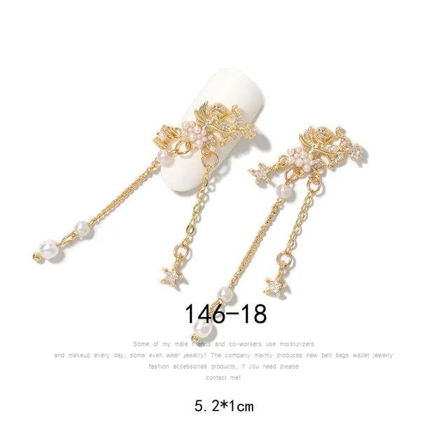 Un morceau de strass brillants en Zircon pour Nail Art, diamants de luxe, chaînes à pampilles, bijoux en perles, décorations d'ongles, accessoires de manucure