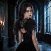 Women's Lace and Feather Shawl Cape for Halloween Festival Costume Accessory